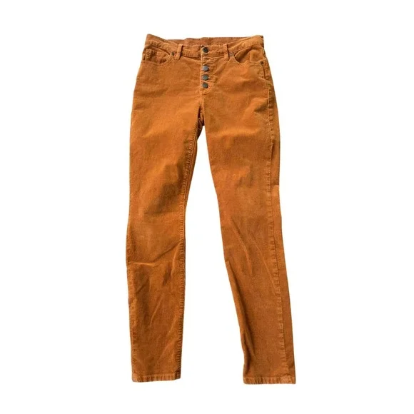 Cabi High Rise Skinny Corduroy Pants Ginger Brown Button Fly Size 6 - Picture 3 of 9